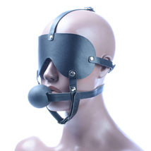 BLINDFOLD HEAD HARNESS WITH GAG BALL - $26.99