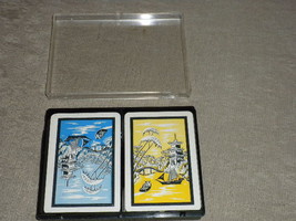 Asian theme 2 decks playing cards on back Japan pagoda, sea, boats, trees VG+ - £12.74 GBP