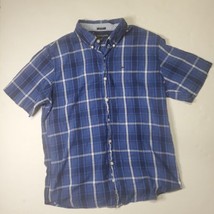  Mens Shirt Dark Blue Plaid  Size Large U. S. Polo Assn Slim Fit Pocket - £11.89 GBP