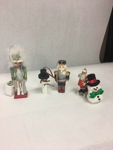 Christmas ornaments lot 5 pieces Norman Rockwell snowman nutcracker Vintage - $16.82