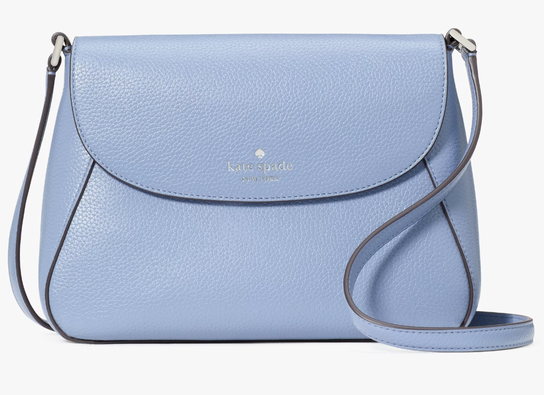 Kate Spade Monica Medium Flap Crossbody Bag Blue Leather Purse KC465 NWT $329