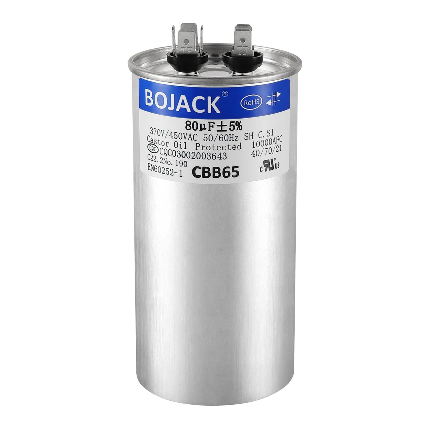 Bojack 80 Uf ±5% 80 Mfd 370/450 V Cbb65 Round Run Start Capacitor For Ac... - $35.93