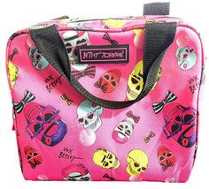 Betsey Johnson Lunch Cooler Bag Tote Skulls On Pink Love Hearts Bows - £23.67 GBP