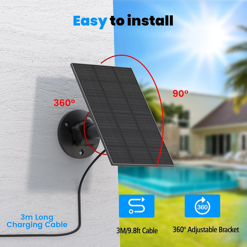 Solar Panel Charger Compatible with Blink Outdoor Camera XT3 / XT2 / XT Cam, Sol Item image 3