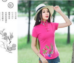 Chinese wind ladies 2019 spring large size embroidery national wind embroidery T - £72.10 GBP