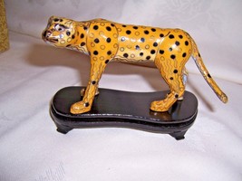 CHINESE CLOISONNE PAIR SPOTTED LEOPARDS IN CUSTOM WOOD STANDS CUSTOM BOXES - $100.00