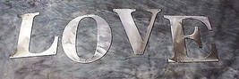 Love Word In Letters - Metal Wall Art - Silver 6&quot; x 5 1/2&quot; - £23.14 GBP