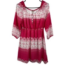 Arizona Jean Co Dress Large Pink White Polyester Lined Off Shoulder 3/4 ... - £9.17 GBP