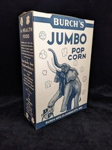 Original Large 1930s BURCH&#39;S JUMBO Pop Corn Cardboard Box ~ Popcorn Elep... - £35.57 GBP