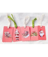 Handmade Santa Claus Paper Gift Tags - Set of 5 - Christmas Gift Wrap - £5.36 GBP