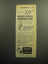 1958 Joyner&#39;s Smithfield Ham Ad - To please that VSP - £14.27 GBP