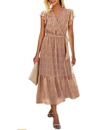 BTFBM Women Summer Bohemian Floral Casual Wrap V Neck Ruffle Cap Sleeveless - $742.14 MXN