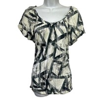 armani exchange black white abstract Short Sleeve blouse Size M - £15.81 GBP