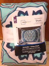 Mainstays Reversible Teal Medallion Quilt King Sham (1-Piece) 20 in x 36 in New! - £13.12 GBP