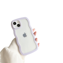 Anymob iPhone Case Purple Macaron Color Wavy Frame Crystal Clear Shockproof Soft - £21.06 GBP