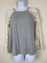 Altar&#39;d State Womens Size S Gray Lace Raglan T-shirt Long Sleeve - £6.06 GBP