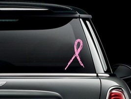Breast Cancer Grunge Ribbon Vinyl Car Truck Window Laptop Decal  Sticker - £5.52 GBP+