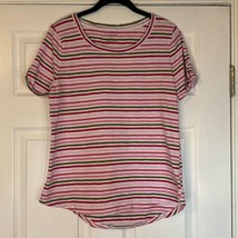Talbots Button Cuffed Striped Tee Women’s Size Medium - $9.95
