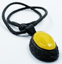 Natural Baltic Amber Gemstone Pendant Vintage Jewelry Necklace Anniversary 16gr - £182.23 GBP