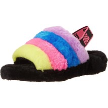 UGG Women Slingback Sandals Fluff Yeah Slide Size US 8 Black Taffy Pink Multi - £83.51 GBP
