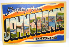 Greeting From Johnstown PA Large Letter Postcard Pennsylvania Linen Curt... - £6.32 GBP