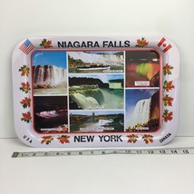 Vintage Niagara Falls New York Canada USA White Rectangular Metal Tin Tr... - $28.04