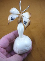 (TNE-BUT-283) white Butterfly moth flower insect TAGUA palm NUT Figurine... - $29.56