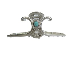 Extra large hair claw clip silver turquoise blue stone metal native western - £12.51 GBP