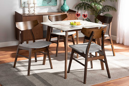 Norwood Light Gray Fabric/Walnut Brown 5-Piece Dining Set w/Faux Marble ... - $10,215.40 MXN