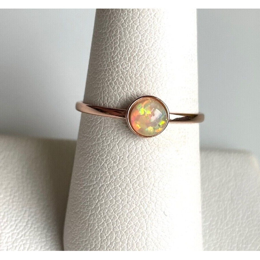 Ati 925 Sterling Silver Rose Gold Plated Faux Opal Ring Size 8.25 Sky Item image 2