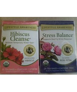 TWO PACK  STRESS BALANCE AND HIBISCUS CLEANSE  HERBAL TEA RELIEVES  WATE... - £19.55 GBP