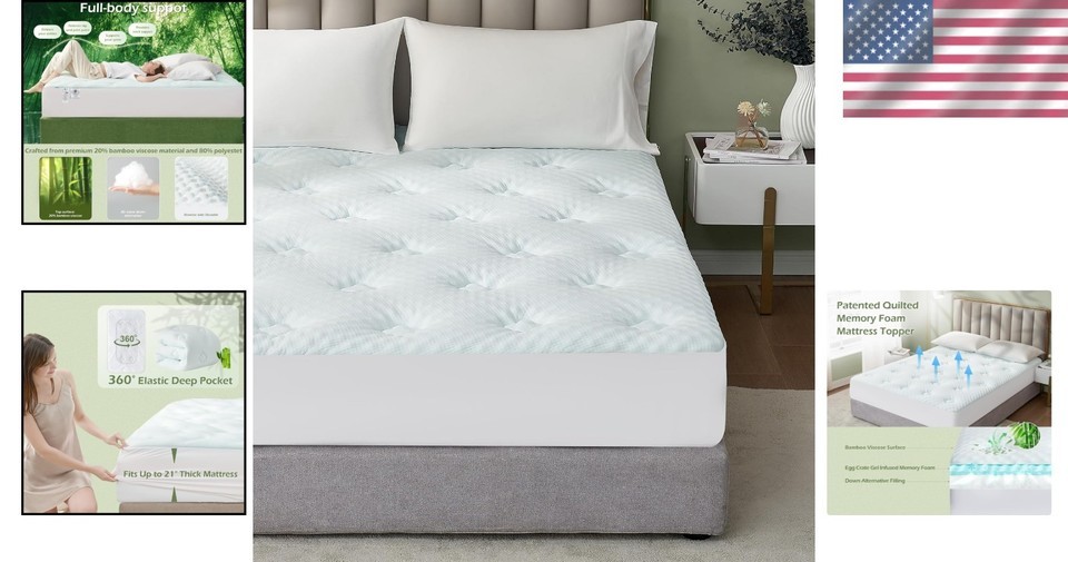 Eco-Friendly Full Size Mattress Pad with Deep Pocket - Breathable Comfort Item image 2