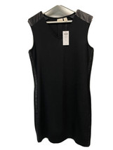 Chico’s Ponte Knit Little Sheath Black Dress Faux Leather Sasha NEW 0 - $69.27
