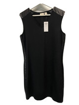 Chico’s Ponte Knit Little Sheath Black Dress Faux Leather Sasha NEW 0 - £51.73 GBP