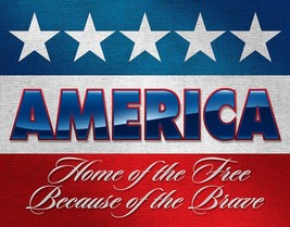 New America Home Of The Free Decorative Metal Tin Sign Made in the USA - £9.08 GBP