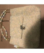 Vintage Beaded Evening Purse w/ Chain &amp; Bead Handle W/ Clasp - £15.76 GBP