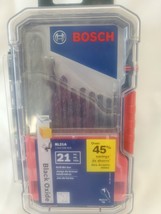 Drill Bits Bosch 21 Piece Black Oxide Metal No Skate Tip Set Metals Wood... - $23.38