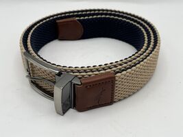 Tommy Bahama Stretch Belt-Leather Trim-Silver Buckle-Sz L/XL (38-42) Brn... - $12.99