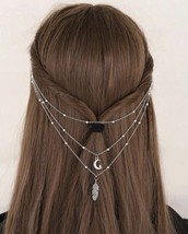 Silver Moon and Feather Hair Jewellery Clip - Hair jewellery - $12.17