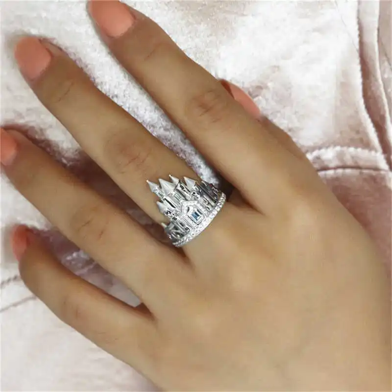 Women  Castle Zirconia Ring Gift Engagement wedding Jewelry Size 6-10 - $32.71