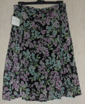 Nwt Womens $36 Sag Harbor Black With Floral Print Lined Skirt Size Xl - £20.14 GBP
