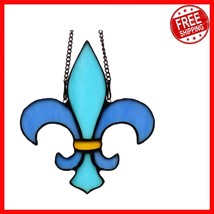 Symbolic Fleur De Lis Stained Glass Decor - Stunning Gift for All Occasions - $51.40
