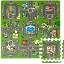 Traffic Interlocking Foam Puzzle Play Mats, 9 Tiles, 3/8&quot; Thick - $49.03