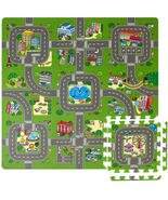 Traffic Interlocking Foam Puzzle Play Mats, 9 Tiles, 3/8&quot; Thick - $68.86 CAD