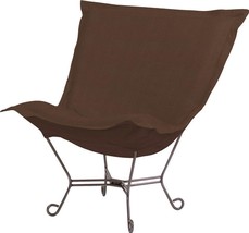 Pouf Chair Howard Elliott Sterling Chocolate Brown Soft Burlap-Like Texture - £830.53 GBP