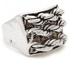New MEXZOTIC Rope Carved RING Matte Silvertone .28332 Silver Plated Pewter NWT ! - £12.89 GBP