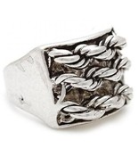 New MEXZOTIC Rope Carved RING Matte Silvertone .28332 Silver Plated Pewt... - £12.81 GBP