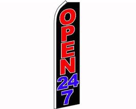 Open 24/7 Black/Red/Blue Swooper Super Feather Advertising Flag - £19.89 GBP