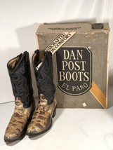 Vintage Dan Post Mens Cowboy Western Boots Handmade Natural Lizard 8.5 Made USA - £311.61 GBP