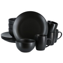 Gibson Home Everyday Plus 12 Piece Round Stoneware Dinnerware Set in Black - $97.61